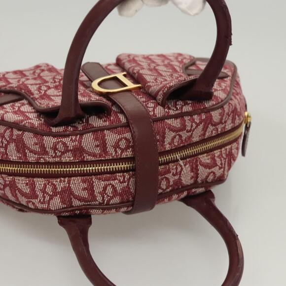 DIOR Trotter Canvas Saddle Hand Bag Red Gold - Picture 6 of 13